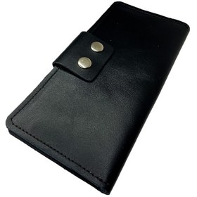 Resim Natderi Hakiki Deri Siyah Erkek Uzun Cüzdan Kartlık 