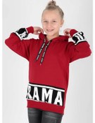 Resim Ahengim Kız Çocuk Drama Baskılı Kapüşonlu Sweatshirt Ak13433 Kırmızı 