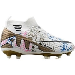 Resim Laliga Çocuk Çim Zemin Kramponu Fkrp-Beyaz-Altın-Damarlı Renkli 