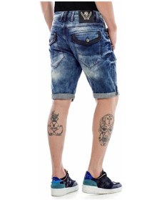 Resim Cipo & Baxx Ck181 Metal Işlemeli Yırtık Yamalı Kot Kapri Şort 001 