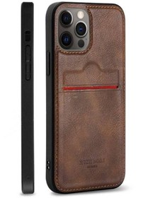 Resim PiyasaSepeti Apple Iphone 14 Pro Kartlıklı Rich Boss Lüx Deri Kılıf Koyu Kahverengi 