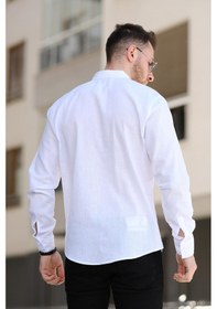 Resim Tugan Comfort Tek Cep Kırınkıl Keten Erkek Gömlek 001 