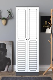 Resim Remaks Fuga 2 Kapaklı Elbise Dolabı - Antrasit Gövde Beyaz Kapak 