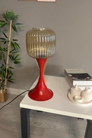 Resim Bamyum Mopa Bal Rengi Cam Masa Lambası Dekoratif Abajur Çocuk Odası Başucu Lambası Okuma Lambası 