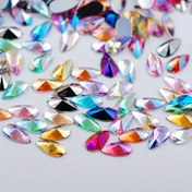 Resim 30/50 adet Akrilik Rhinestones AB Rengi Düz Sırt Pointed DIY Takı Yapımı, Tırnak Sanatı ve Saç Aksesuarları için 