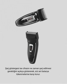 Resim Şarjlı Kablosuz Tıraş Makinesi Çift Başlık Kuru Tıraş Ergonomik Taşınabilir 