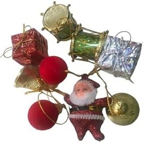 Resim Yılbaşı Çam Ağacı Süsleme 9 Lu Paket Karışık Süs 