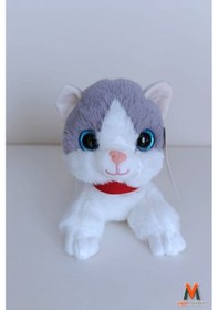 Resim Sevimli Peluş Yavru Kedi 35 Cm Sesli Miyavlayan Oyuncak Uyku Ve Oyun Arkadaşı 4 Renk Seçeneği Gri 