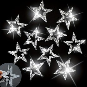 Resim 10 adet Parlayan Taşlı Yıldız Etiketleri - Kendinden Yapışkanlı, Beyaz, Araba, Çanta, Bardak DIY Süslemeleri için Mükemmel, DIY Dekorasyon | Parlayan Yıldızlar | Taşlı Yapıştırıcı, Yıldız Süslemeleri 
