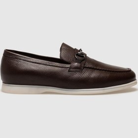 Resim Hakiki Deri Kahverengi Tokalı Erkek Loafer - Kahverengi 