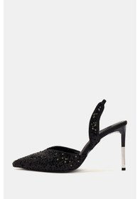 Resim Bestyle Freya Kadın Siyah Pullu Topuklu Ayakkabı Siyah 