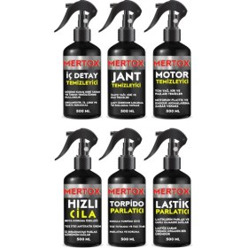 Resim Mertox Otomobil Araç Araba Oto Temizlik Seti Iç Detay+Jant-Motor Temizleyici+Hızlı Cila+Torpido+Lastik Parlatıcı 6X500ML 