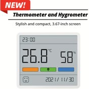 Resim Saati Olan Dijital Higrometre Termometre Kombinasyonu - Kompakt 3.68 İnç Mini İç Mekan Sıcaklık & Nem Monitörü, Renk Kodlu Ekran, Pil Dahil, Ev Dekoru için Şık ABS Tasarım, Nem için Higrometre, Modern Estetik, Dayanıklı Plastik Kasa 
