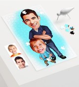 Resim Kişiye Özel Baba Oğul Karikatür 240 Parça A3 Puzzle - 2 