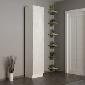 Resim Minar Kale 210 cm 1 Kapaklı 1b Raf Portmanto Beyaz Eskitme Beyaz 