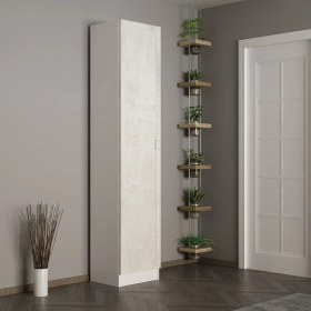 Resim Minar Kale 210 cm 1 Kapaklı 1b Raf Portmanto Beyaz Eskitme Beyaz 