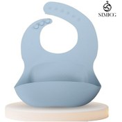 Resim Bebek Silikon Önlük Su Geçirmez Önlük Büyük Düz Renk Açık Mavi 