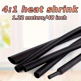 Resim Ve Yapıştırıcı ile Kapalı Kalınlaştırılmış Dört Kat Sıkıştırılabilir Çift Duvarlı Tüp, Siyah, Çap 4-72Mm, Uzunluk 1M/1.22M 