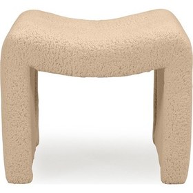 Resim Tokyo Peluş Oval Puf Bej Bej 