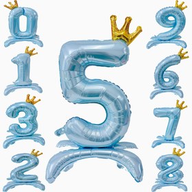 Resim Mavi Taçlı Folyo Numara Balonu 81.28cm - Doğum Günü & Yıldönümü Partileri İçin Mükemmel, Dayanıklı Alüminyum Film, Kış & Yeni Yıl İçin Mükemmel 