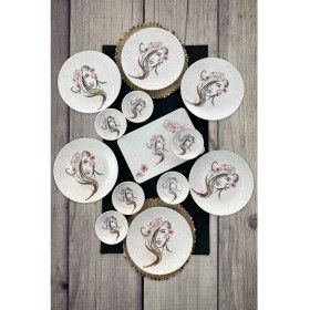 Resim Keramika 13 Parça 6 Kişilik Desenli Kahvaltı Takımı 