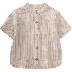 Resim Müslin Gömlek 2-10 Yaş Haki Kahve Çizgili Haki Kahve Çizgili 