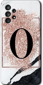 Resim MRCİLETİSİMmrc-26725 Pembe Mermer Desenli O Harfi Kılıf Baskılı Kapak Tam Ekran Koruyucu Samsung Galaxy A52 ile uyumlu 