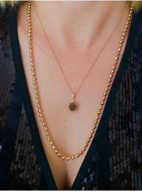 Resim Esmeray Aksesuar Vip Çelik Gold Renk Disko Top Antialerjik Zincir Kolye Uzunluk 60 Cm. 