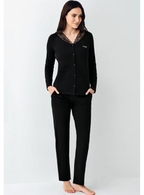 Resim Pierre Cardin Kadın Siyah Pijama Takımı Pc9116-s-v1 Siyah 