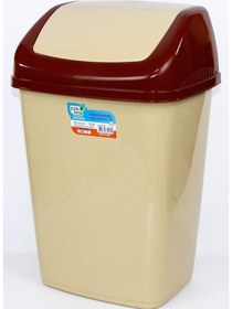 Resim Polytime Sallanır Kapak Ofis Banyo Mutfak Bahçe Çöp Kutusu Kovası - 10 Litre / Krem - 37x24x19 Cm. 