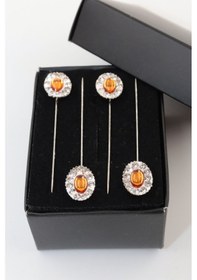 Resim Numetal 4 Lü Oval Turuncu Taşlı Eşarp İğnesi. Şal İğnesi. Türban İğnesi. Başörtü İğnesi. Eşarp Ve Şal İğnesi Gümüş 