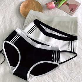 Resim Kadınlar için 3 adet Minimalist Siyah ve Beyaz Külot - Rahat Orta Yükselişli, Nefes Alabilen, Elastik Bel Bandı ile Moda İç Çamaşırı, Rahat ve Spor Stili, Spor İç Çamaşırı | Minimalist Tasarım | Kumaş 