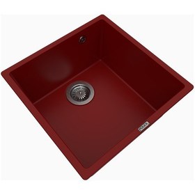 Resim Polex Cristalüx Granit Evye P-X40 Bordo Tezgah Altı Ve Tezgah Üstü Kare Mutfak Evyesi 53.8x44 CM 