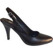 Resim Elegan Siyah Deri Stiletto 