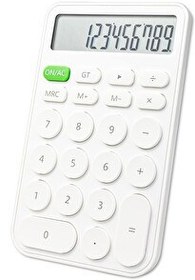 Resim Valkyrie Junno Sevimli Yuvarlak Tuşlu 12 Basamaklı Masaüstü Hesap Makinesi Beyaz 