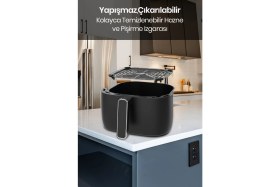 Resim Goldmaster Preto 1700 Watt XL Dijital Dokunmatik Yağsız Fritöz 5,7 L Kapasite 8 Ön Ayar 