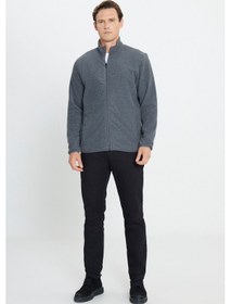 Resim AC&Co / Altınyıldız Classics Standart Fit Fermuarlı Bato Yaka Polar Erkek Ceket Antrasit 