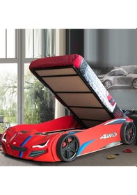 Resim Arabalı Yatak , Bazalı Arabalı Yatak Merso Eko - Kırmızı 