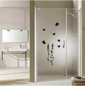 Resim cnpromosyon Kelebekler Ve Tırnak Izi Çıkmış Kedi Silüetli Dekoratif Banyo Duşakabin Sticker, Çıkartma, Etiket 