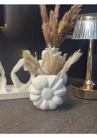 Resim Dekoratif Papatya Model Fırçalık ,kalemlik Çok Amaçlı Organizer Beyaz 