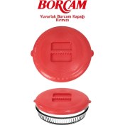 Resim Kırmızı Yuvarlak Plastik Borcam Kapağı, Çok Renkli, Dayanıklı ve Şık Tasarım 