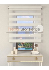 Resim Beyaz Etek Dilimsiz Zebra Stor Güneşlik Perde Beyaz 