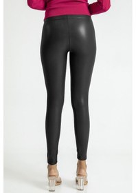 Resim Kadın Siyah İçi Peluşlu Kışlık Suni Deri Ekstra Yüksek Bel Toparlayıcı Tayt Karışık 