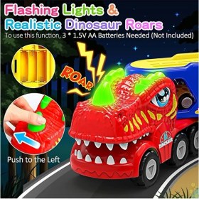 Resim Brother Toys Büyük Boy Dinozor Taşıyan Sesli Işıklı Oyuncak Taşıyıcı Tır Kamyon 4 Dinozor Taşıyıcı Tır 34 Cm. 