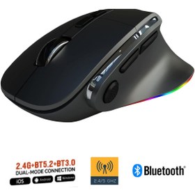 Resim Sarftech Kablosuz Ergonomik Zarif Tasarım RGB Dual Moude 2.4Ghz+BT5.0 Ofis ve Gaming Oyuncu Faresi 