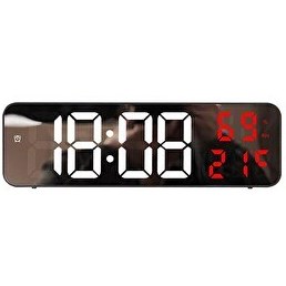 Resim Valkyrie Nem ölçer Dereceli LED Duvar ve Masa Alarm Saati - Kırmızı 
