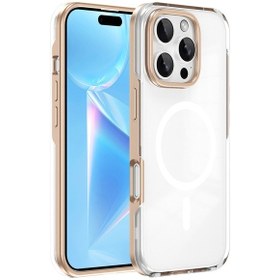 Resim İphone 16 Pro Uyumlu Magsafe Şarj Özellikli Çıkarılabilir Arka Yüzeyli Zore Polar Kapak Gold 