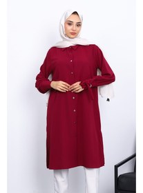 Resim Bordo Kol Bağlamalı Tunik 
