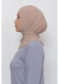 Resim Altobeh Çıtçıtlı Hazır Eşarp Hijap Koyu Bej 