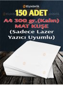 Resim elçinbirlik A4 Mat Kuşe 150 Adet 300 gr Kalın Sadece Lazer Yazıcı Uyumlu 